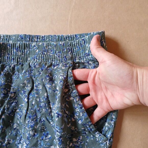 Jessica Simpson Pants XXL Green Floral Blue Pull On Light Womens Cottagecore - Picture 8 of 12